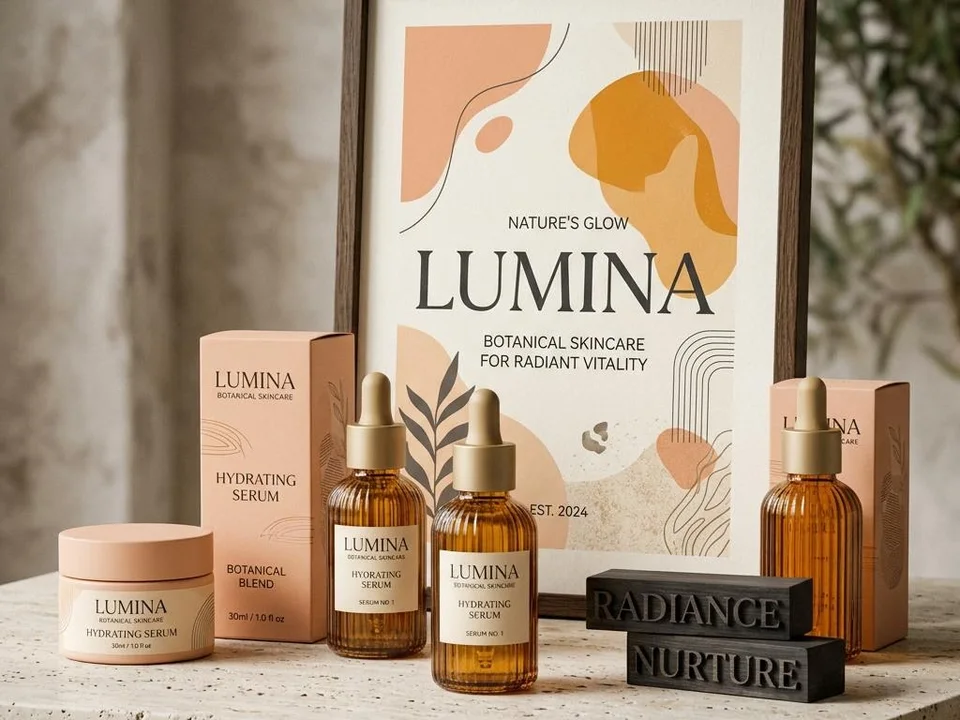 Beauty creative concept: skincare products styled for a social post
